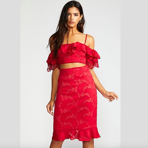 Free People Dresses & Skirts - Free People Valentines In Your Eyes Set Red Top & Skirt